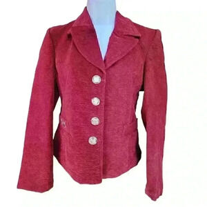 Vintage Diana Marco Burgundy Blazer Size L Petite, Faux Suede